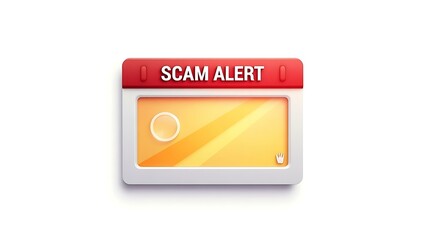 Aufkleber - A graphic illustration of a scam alert notification with a vibrant red header and a yellow background.