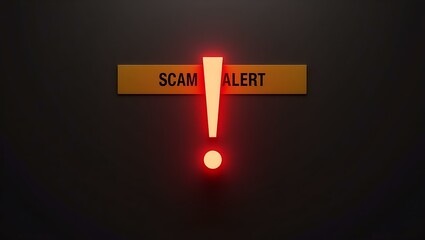 Poster - A striking warning sign with a red exclamation mark indicating a scam alert.
