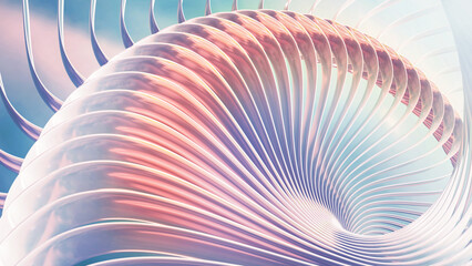 Poster - Abstract purple blue striped background, wavy stripes pattern, interesting spiral architectural minimal wallpaper.