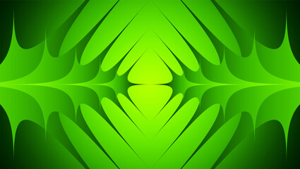 Poster - Abstract green background with 3d lines pattern, symmetrical minimal striped background.