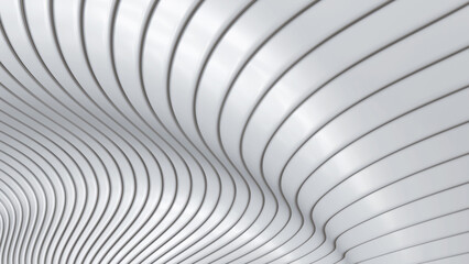Poster - White striped pattern background, 3d lines design, abstract minimal white gray background for business presentation.