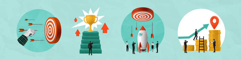 Poster - Business growth, goal achievement and success concept in surreal