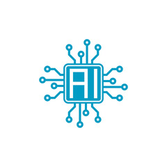 Fototapete - AI Processor icon isolated on white background