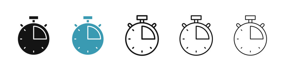 Poster - Time quarter past icon illustration vector symbol set