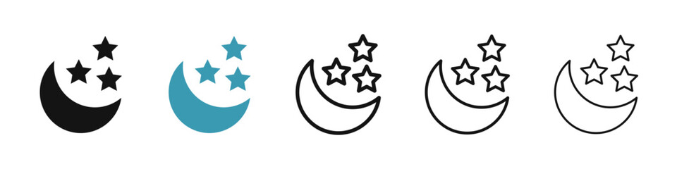 Poster - Moon stars icon illustration vector symbol set