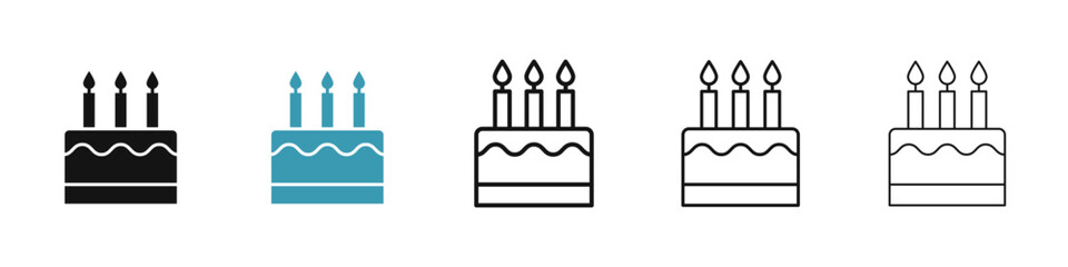 Poster - Cake birthday icon illustration vector symbol set