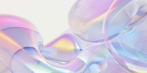 Poster - Minimal bending flowing swirl curve wave shape holographic liquid glass transparent light reflection smooth crystal element futuristic shine elegance.