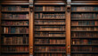 © Oleksiy - Large wooden library wall with bookshelves filled with old books
