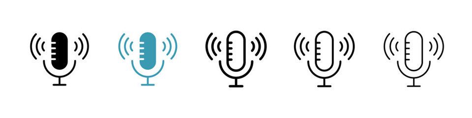 Poster - Voice recording line icon in art style vector