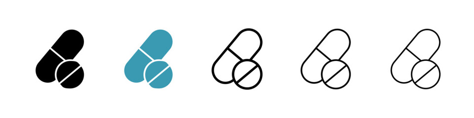 Poster - Pills line icon in art style vector