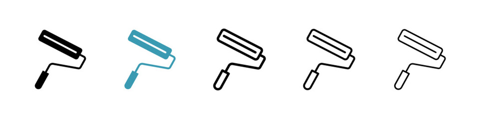 Poster - Paint roller line icon in art style vector