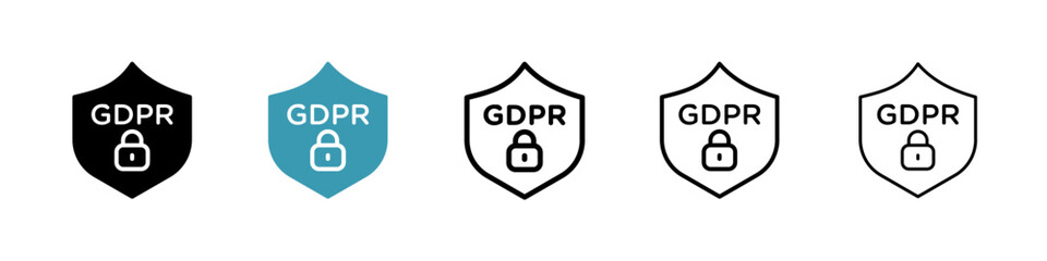 Poster - GDPR shield line icon in art style vector