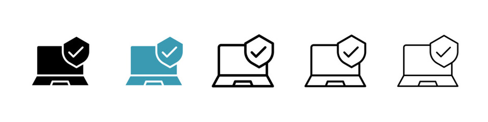 Poster - Computer security line icon in art style vector