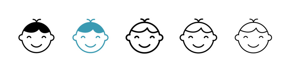 Poster - Child face line icon in art style vector