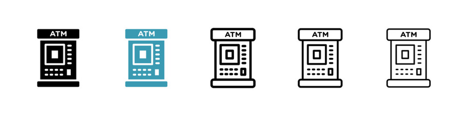 Poster - ATM machine line icon in art style vector