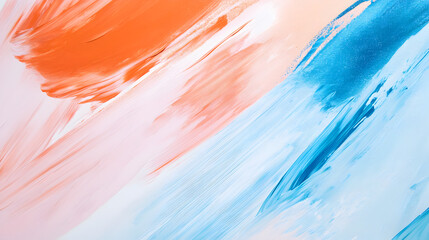 Poster - Abstract brush strokes in vibrant orange and blue create a dynamic, modern, and colorful artistic background.