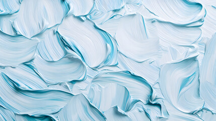 Poster - Abstract blue and white textured paint strokes create a dynamic, wavy surface with a soft, artistic feel.