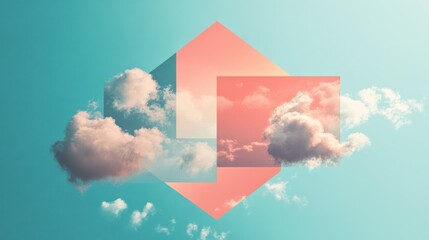 Poster - Floating abstract shape cloudscape