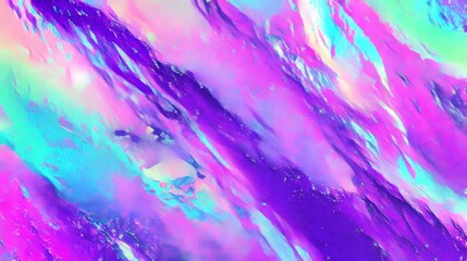 Poster - Abstract holographic background in retro 80s synthwave style with violet, pink and mint color texture, scratches and iridescent glow, perfect for vaporwave, retrowave and digital futurism designs