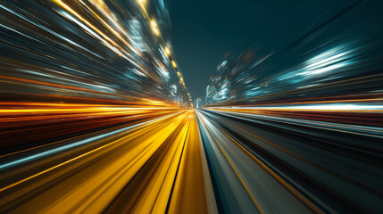 Poster - Futuristic dynamic background with abstract high-speed motion lines, modern fast movement concept for banner or poster design, representing speed, acceleration, energy, and digital innovation