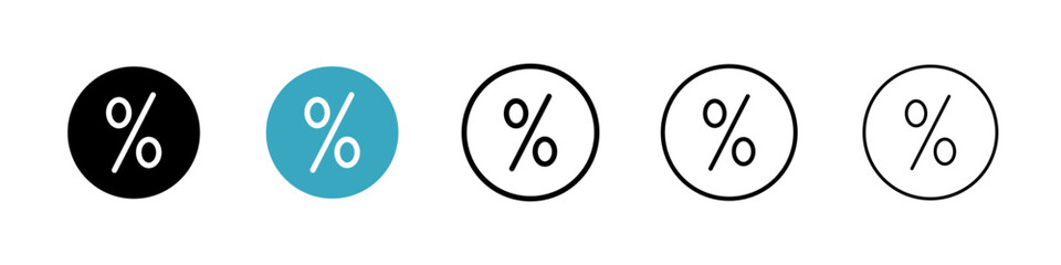 Poster - Percentage icons in Multiple Styles Set. Vector Illustration