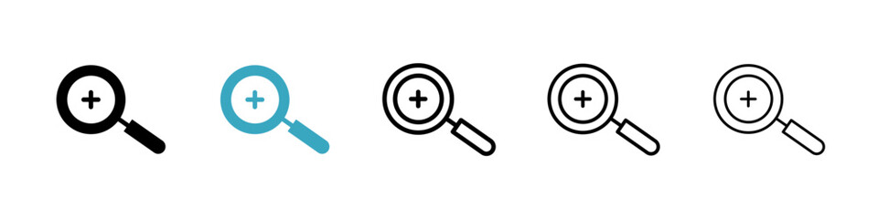 Poster - Zoom in icons in Multiple Styles Set. Vector Illustration