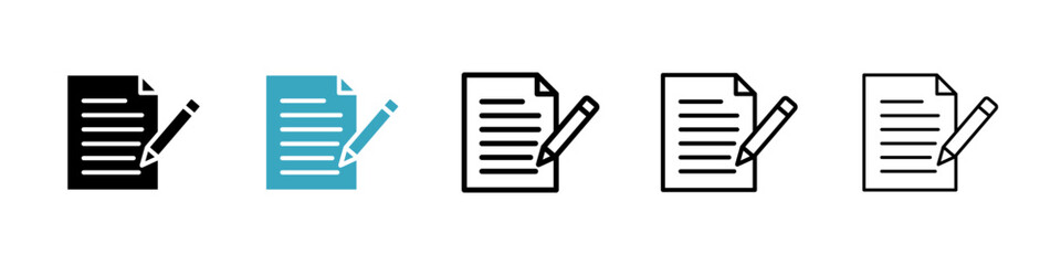 Poster - Writing icons in Multiple Styles Set. Vector Illustration