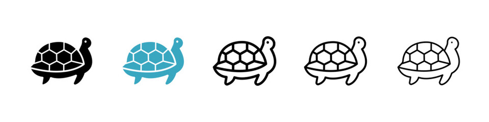 Poster - Tortoise icons in Multiple Styles Set. Vector Illustration
