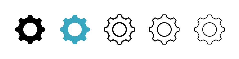 Leinwandbilder - Settings icons in Multiple Styles Set. Vector Illustration