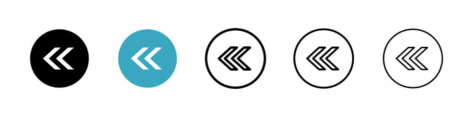 Poster - Previous arrow icons in Multiple Styles Set. Vector Illustration