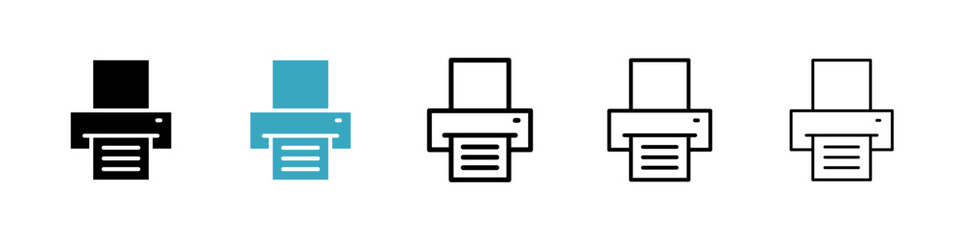Poster - Print button icons in Multiple Styles Set. Vector Illustration