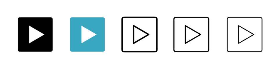Poster - Play button icons in Multiple Styles Set. Vector Illustration