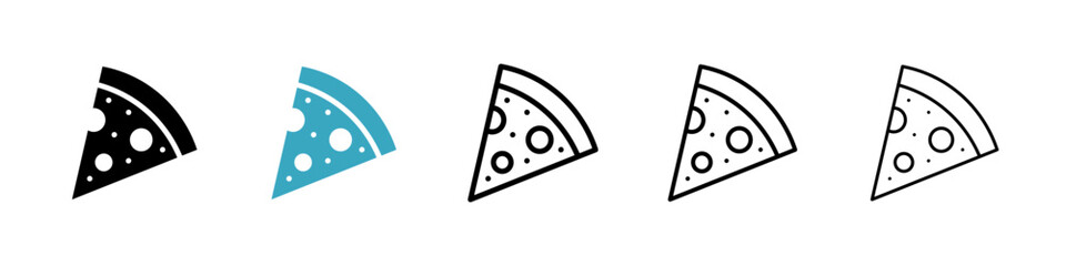 Poster - Pizza slice icons in Multiple Styles Set. Vector Illustration