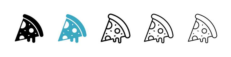 Poster - Pizza icons in Multiple Styles Set. Vector Illustration