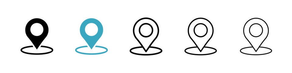 Poster - Pin icons in Multiple Styles Set. Vector Illustration