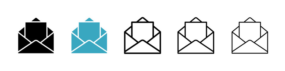 Poster - Open envelope icons in Multiple Styles Set. Vector Illustration