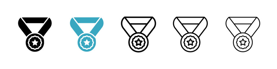 Poster - Medal icons in Multiple Styles Set. Vector Illustration