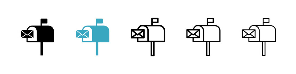 Poster - Mailbox icons in Multiple Styles Set. Vector Illustration