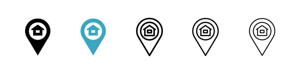 Poster - Home location icons in Multiple Styles Set. Vector Illustration