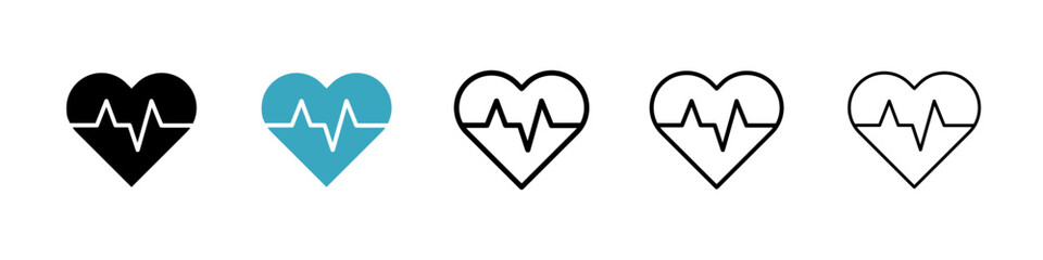 Poster - Heartbeat icons in Multiple Styles Set. Vector Illustration