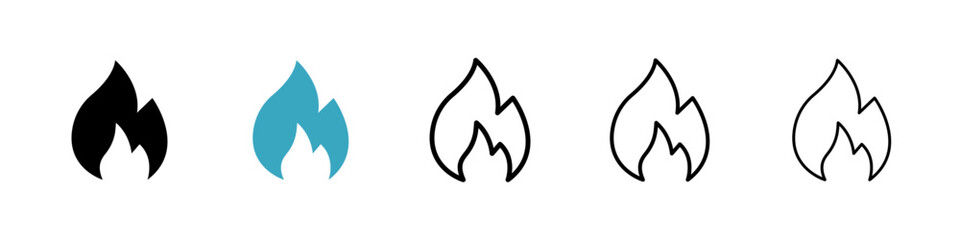 Poster - Flame icons in Multiple Styles Set. Vector Illustration