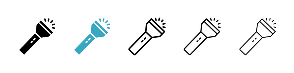 Poster - Flashlight icons in Multiple Styles Set. Vector Illustration