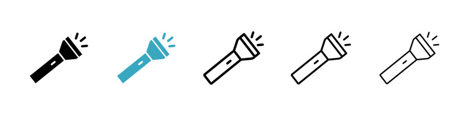 Poster - Flashlight icons in Multiple Styles Set. Vector Illustration