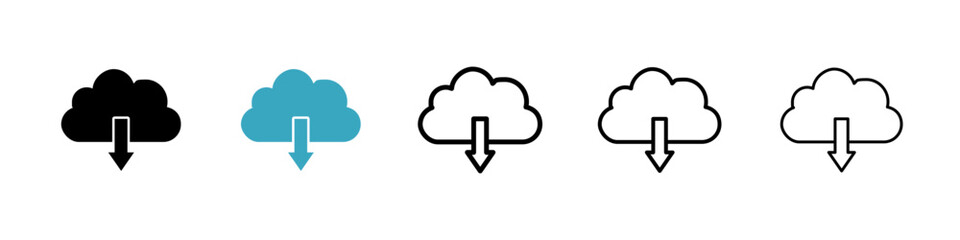 Poster - Download from Cloud icons in Multiple Styles Set. Vector Illustration