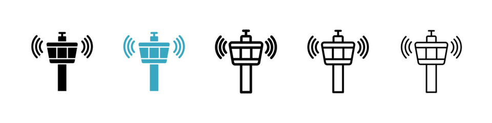 Poster - Control Tower icons in Multiple Styles Set. Vector Illustration