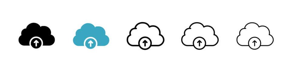 Poster - Cloud upload icons in Multiple Styles Set. Vector Illustration