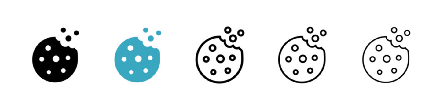 Cookie icons in Multiple Styles Set. Vector Illustration