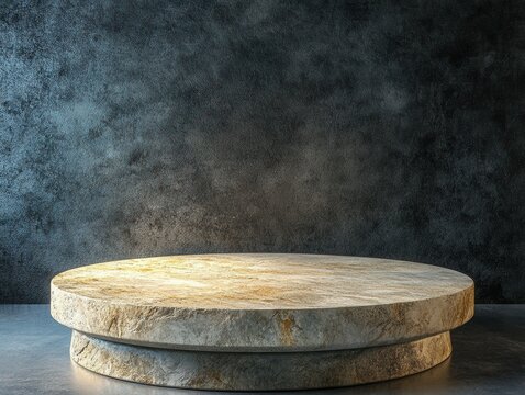 high resolution of Empty beautiful 3D round podium with copy space Perfect platform for showing your products, high detail, 8k
