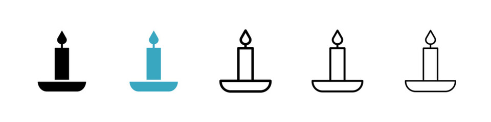 Poster - Candle icons in Multiple Styles Set. Vector Illustration