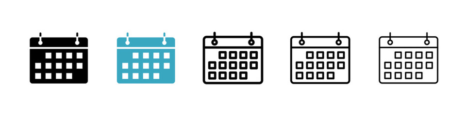 Poster - Calendar icons in Multiple Styles Set. Vector Illustration